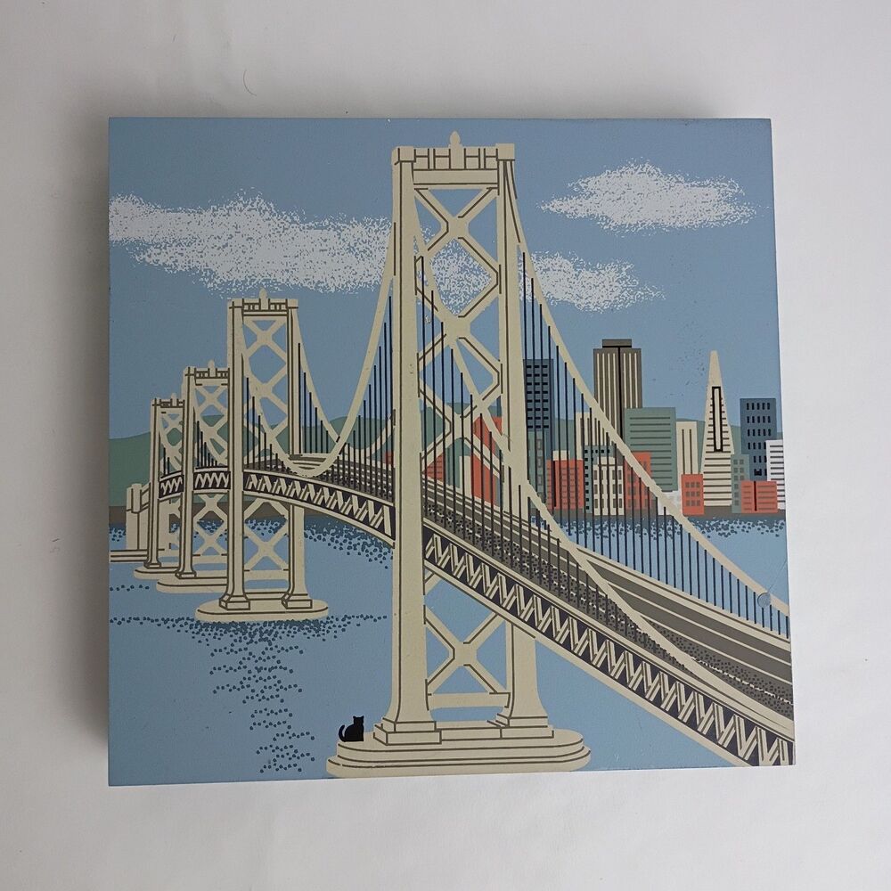Cat's Meow Village 1998 Bay Bridge San Francisco Wooden Block Faline